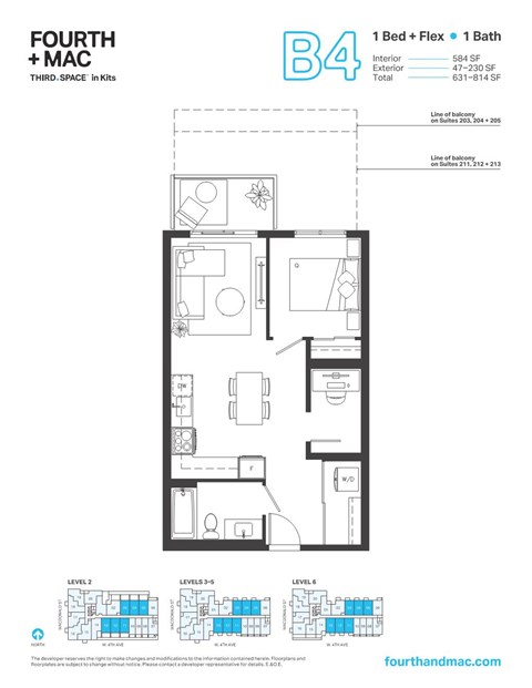 Floor plan for 1 bed, 1 bath, 584 sqft